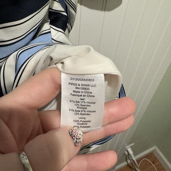 Veronica Beard Kadie Striped Silk Blend Charmeuse Mini Dress Size 10 - Picture 6 of 7